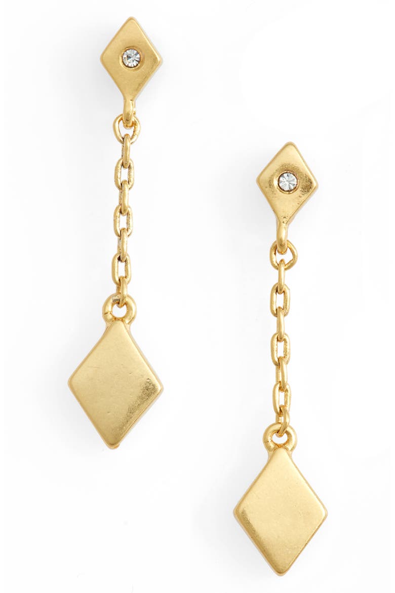 Diamond Shaped Drop Earrings, Main, color, VTG GOLD