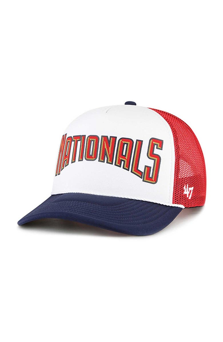 '47 Men's '47 White Washington Nationals Foam Front Script Trucker Snapback Hat, Main, color, White