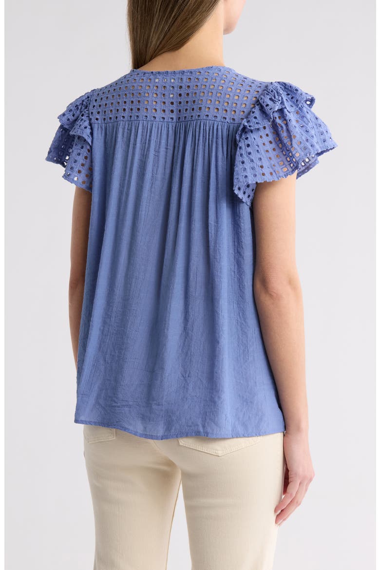 Demi Eyelet Sleeve Top, Alternate, color, COLONY BLUE