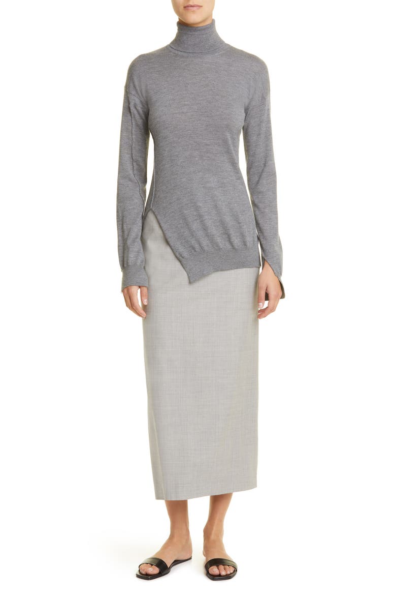 Berth Merino Wool Maxi Skirt, Alternate, color, GREY MELANGE