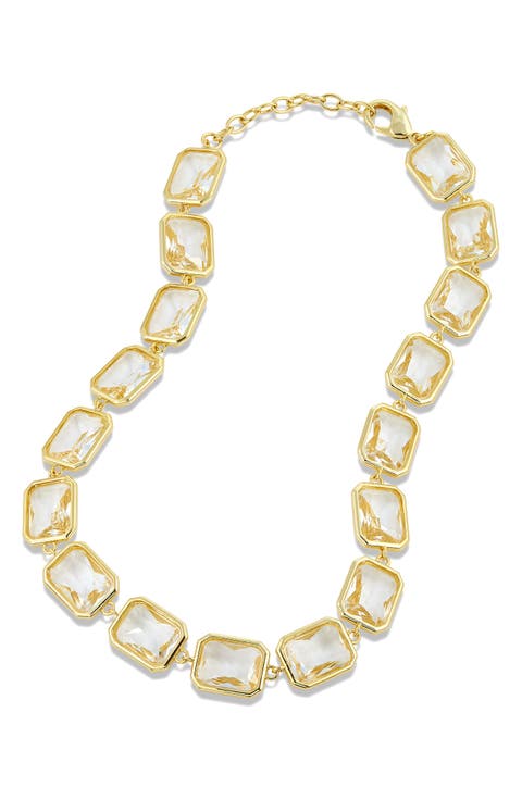 Bezel White Crystal Collar Necklace