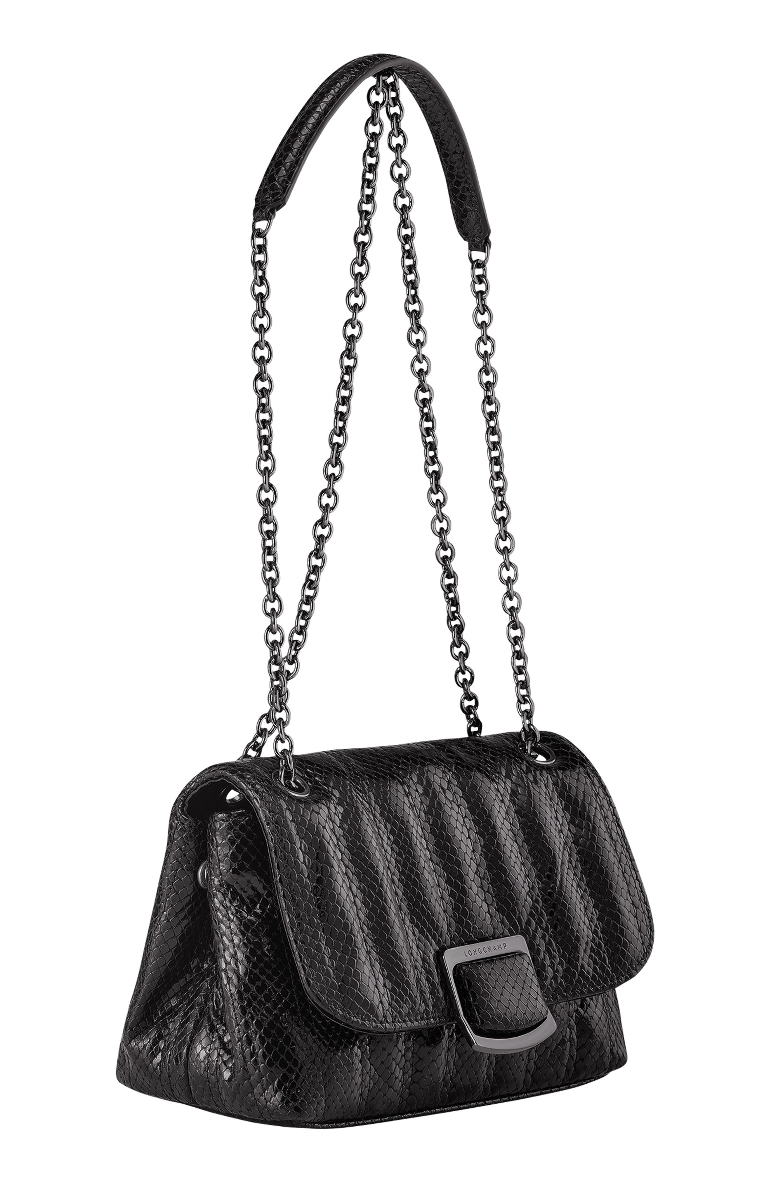 Longchamp Snakeskin Embossed Convertible Shoulder Bag, Alternate, color, 