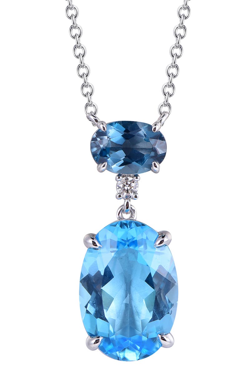 Kahn High Jewelry Swiss Blue & London Blue Topaz Necklace with Diamonds, Main, color, Swiss Blue & London Blue
