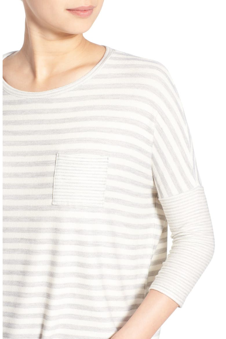 Stripe Pocket Top, Alternate, color, HEATHER GREY- IVORY STRIPE