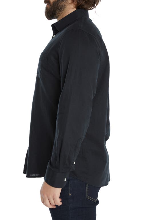 Johnny Bigg Anders Linen Blend Button-up Shirt In Black
