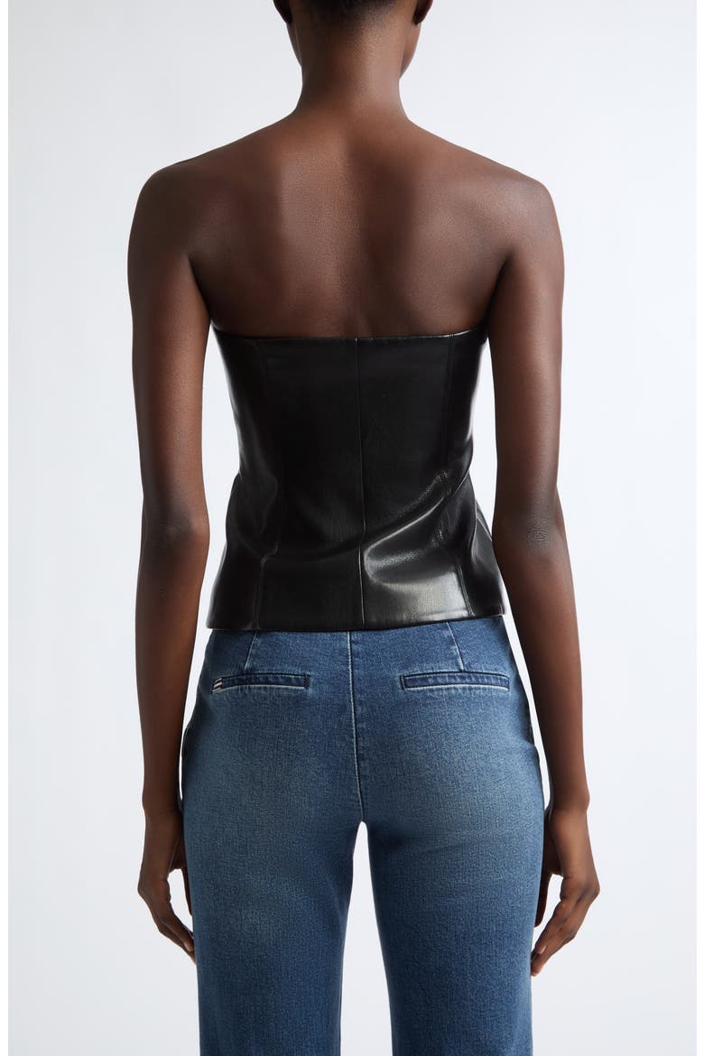 Pat Strapless Faux Leather Top, Alternate, color, BLACK