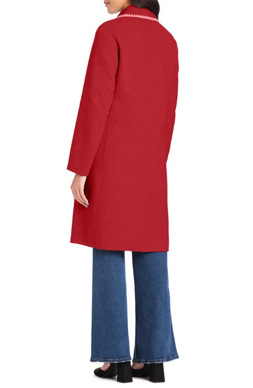 Kate Spade New York Embroidered Double Breasted Top Coat In Red