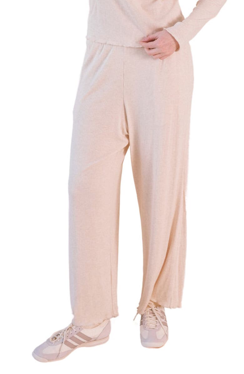 POPLINEN Hedy Plus Ribbed Modal Lounge Pant, Main, color, Heather Almond