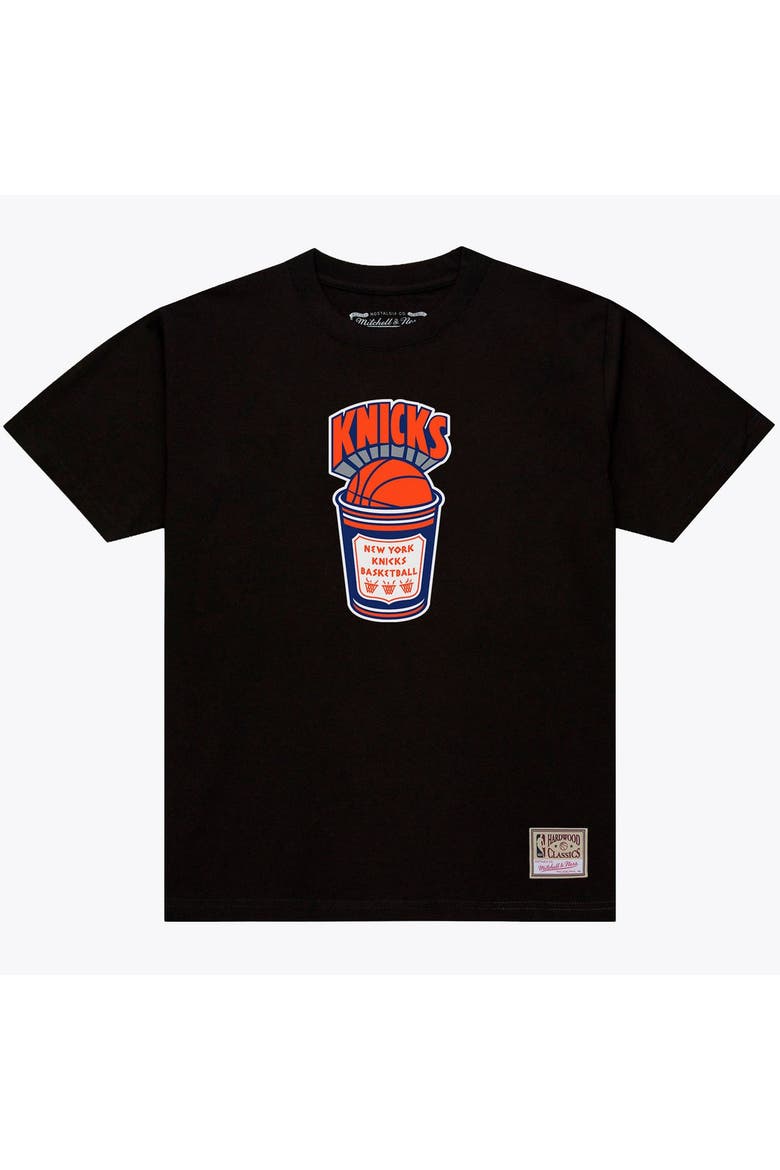 Men's Mitchell & Ness Black New York Knicks Coffee Cup T-Shirt, Main, color, Black