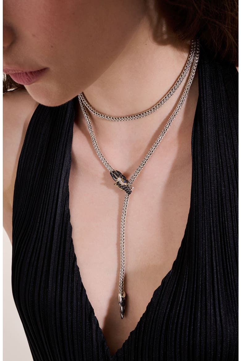 Naga Lariat, Gold, Silver, Diamonds, Alternate, color, BLACK