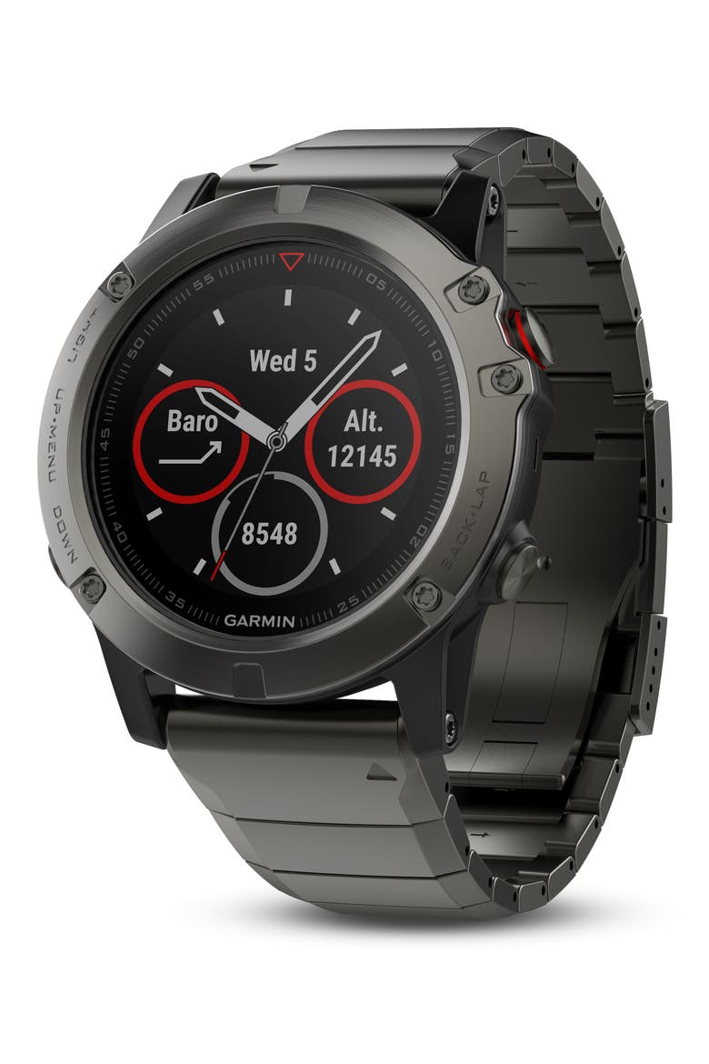 fenix® 5X Sapphire Premium Multisport GPS Watch, 51mm, Alternate, color, GUNMETAL/ SLATE GRAY SAPPHIRE