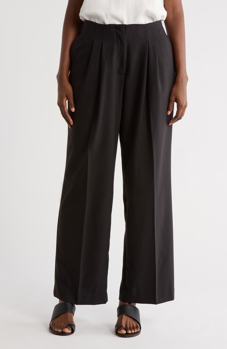 Adrianna Papell Pleated Wide Leg Pants, Main, color, Black