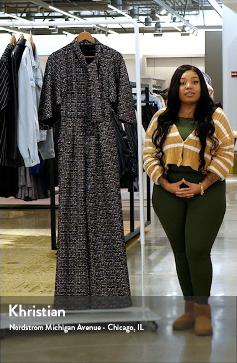 Coralia Tie Neck Tweed Jumpsuit, sales video thumbnail