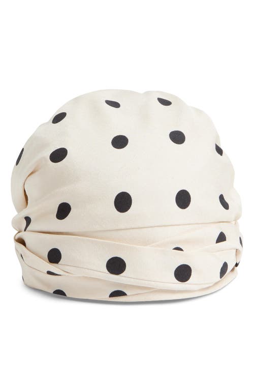 Shop Valentino Garavani Polka Dot Silk Head Wrap In Black/cream