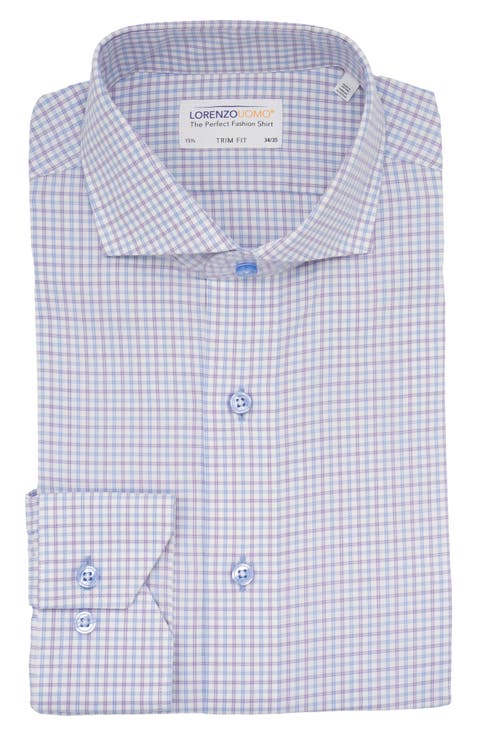 Trim Fit Large Grid Dress Shirt