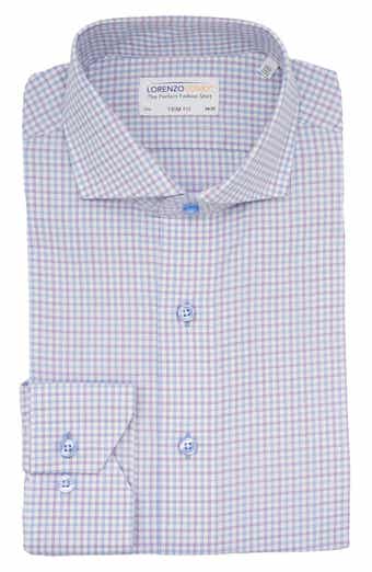 Lorenzo Uomo Trim Fit Large Grid Dress Shirt