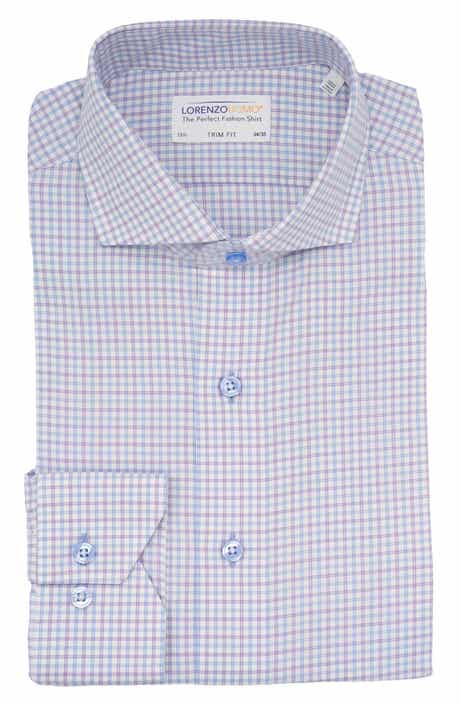 Lorenzo Uomo Trim Fit Large Grid Dress Shirt