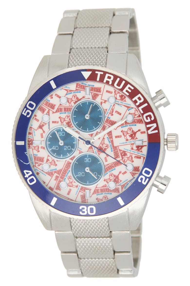 Buddha Chronograph Bracelet Watch, 44mm, Main, color, WHITE/ SILVER