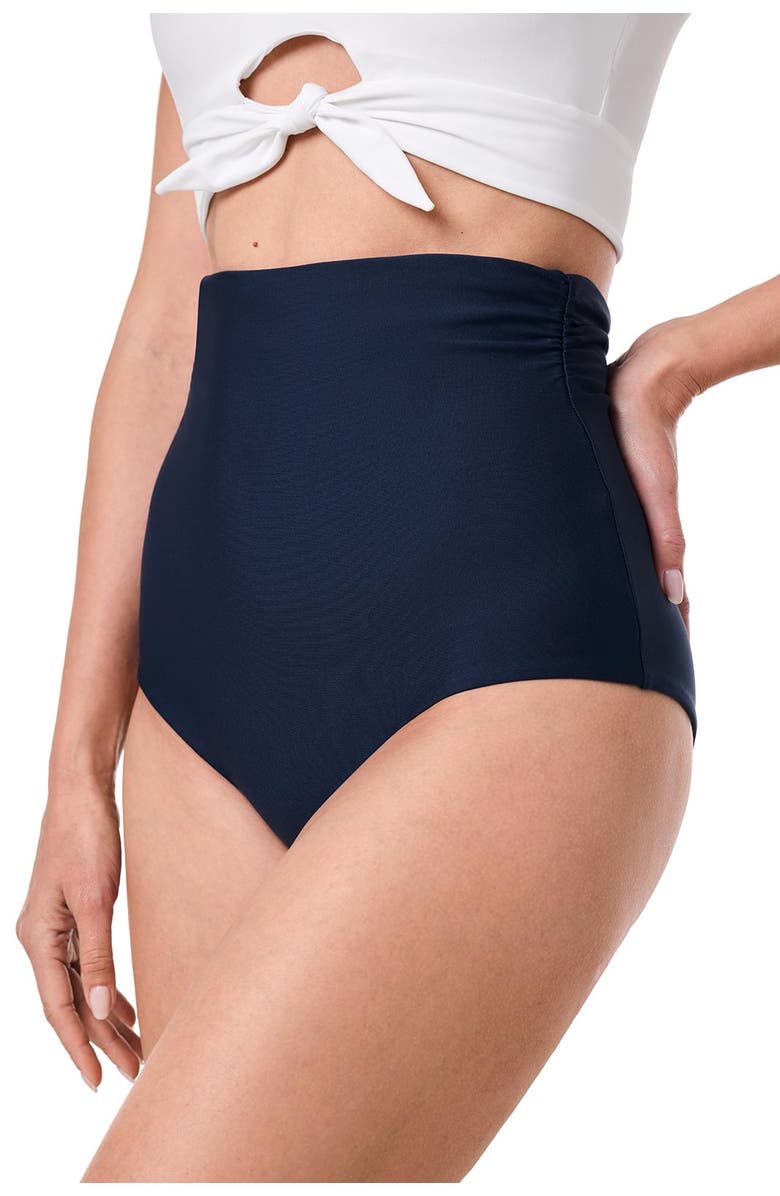 Coolibar Women's Ultra High Rise Swim Bottoms - UPF 50+ Sun Protection - Golden Isles, Alternate, color, Navy