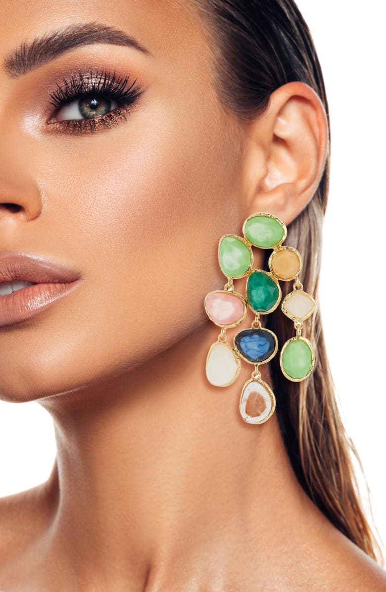 SPHERA MILANO Multistone Statement Drop Earrings, Alternate, color, Gold