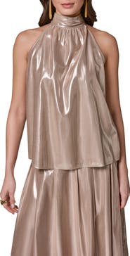 Donna Karan New York Metallic Halter Top