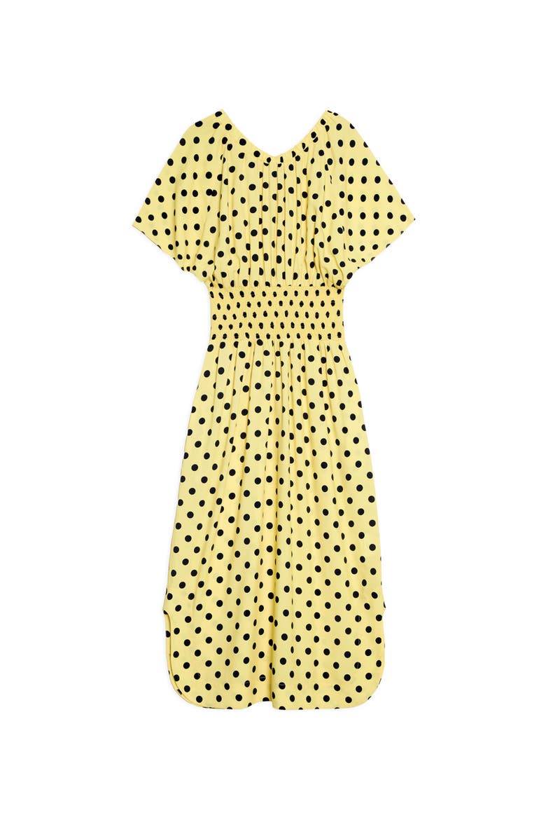 Iconic Polka Spot Shirred Waist Dress, Alternate, color, Yellow