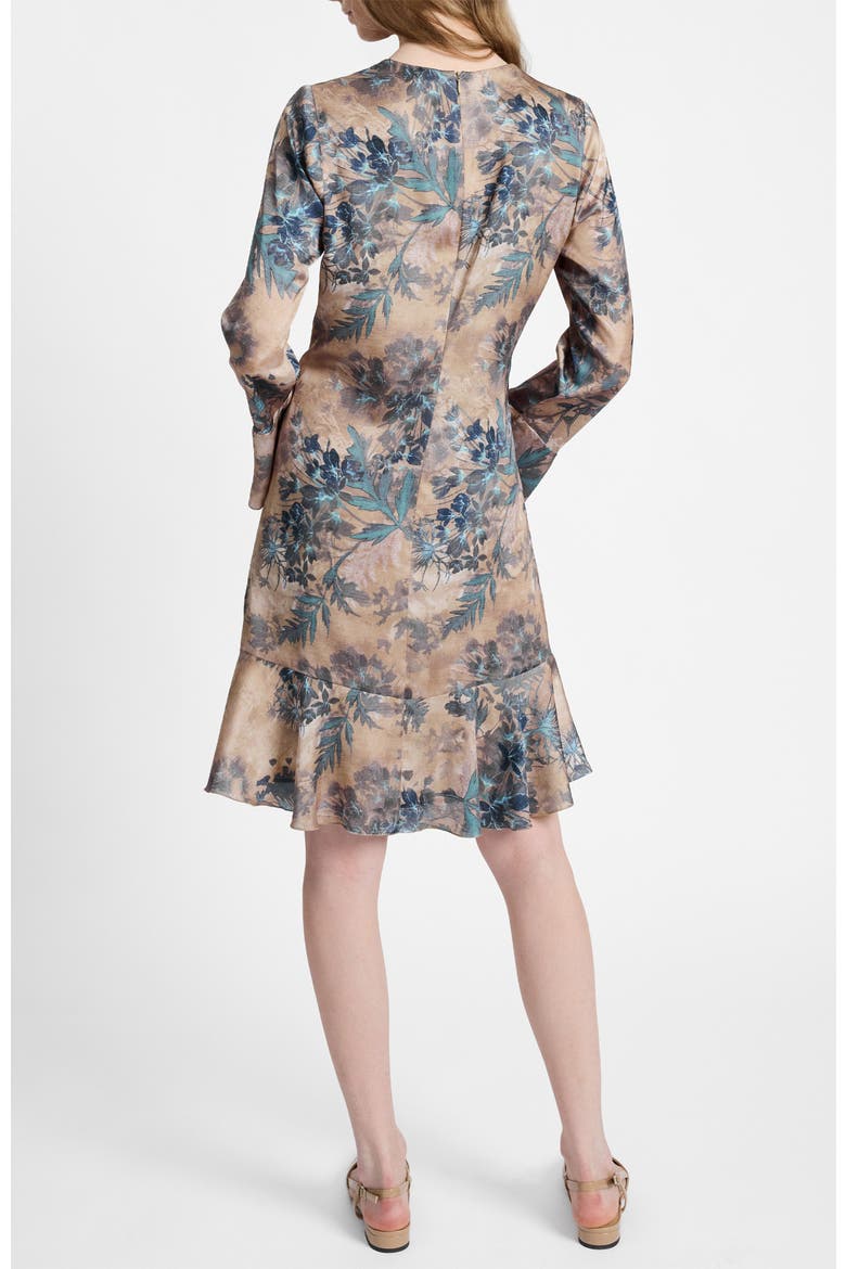 Drake Long Sleeve Ruffled Skirt Shift Dress, Alternate, color, Dune