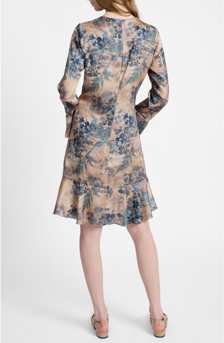 Santorelli Drake Long Sleeve Ruffled Skirt Shift Dress, Alternate, color, Dune