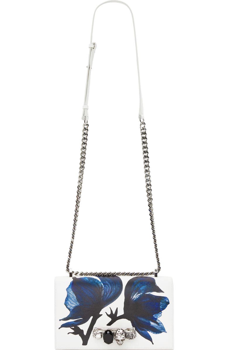 McQueen Jeweled Knuckle Ring Leather Shoulder Bag, Alternate, color,