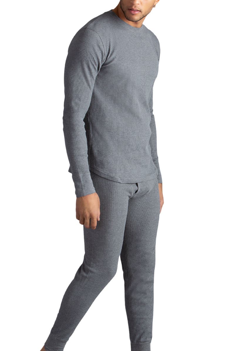 Watson's Men's Waffle Long Sleeve Thermal Crew, Alternate, color, Heather Charcoal