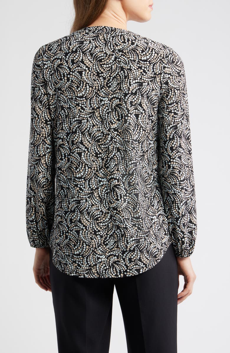 AK ANNE KLEIN Split Neck Top, Alternate, color, Anne Black Multi