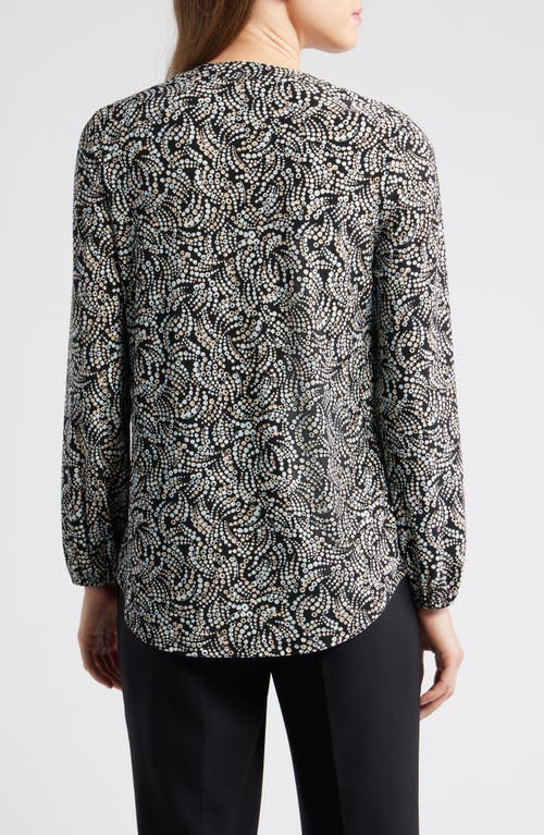 Ak Anne Klein Split Neck Top In Multi