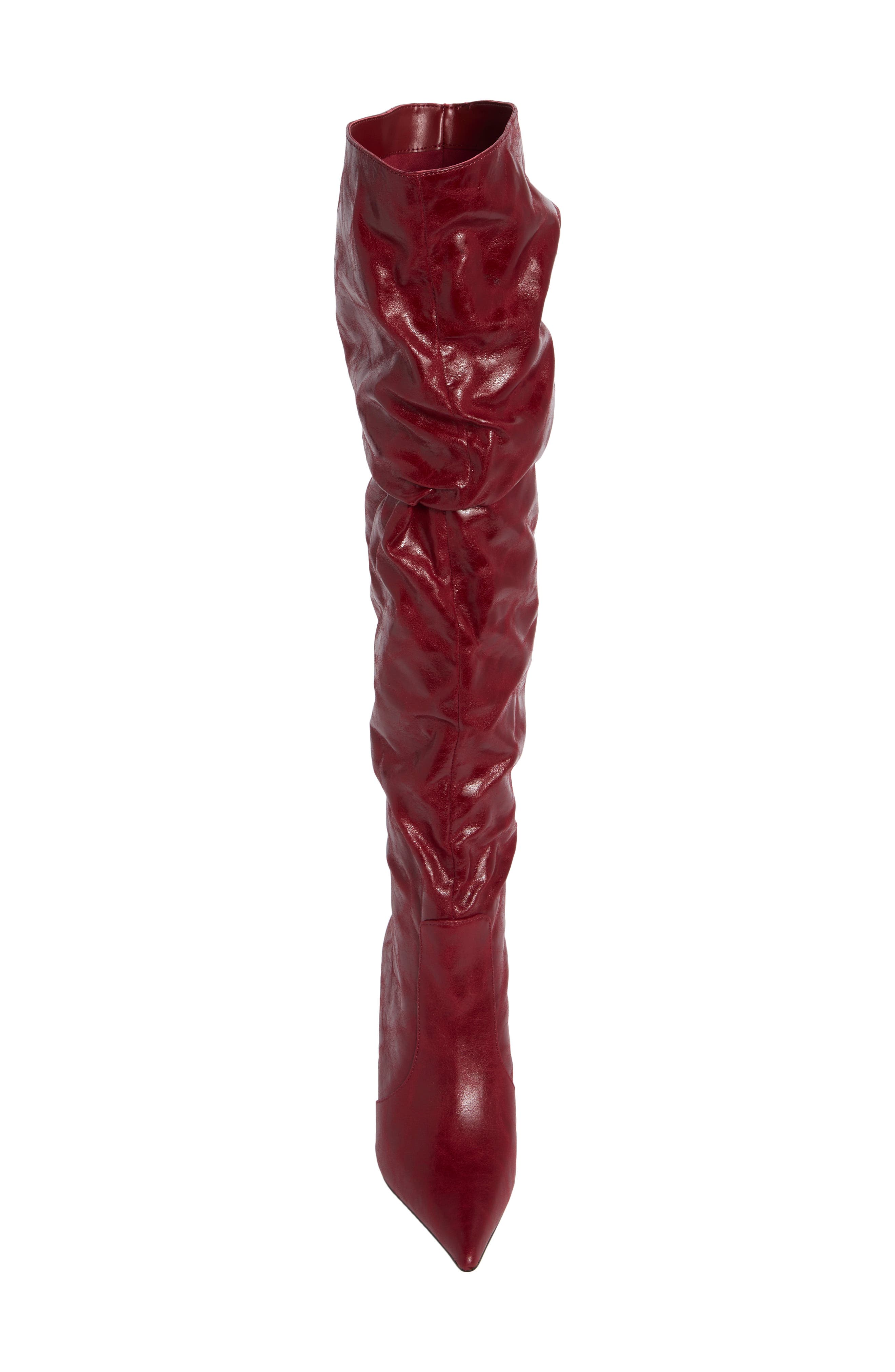 Prettie Faux Leather Over the Knee Boot, Alternate, color, RED