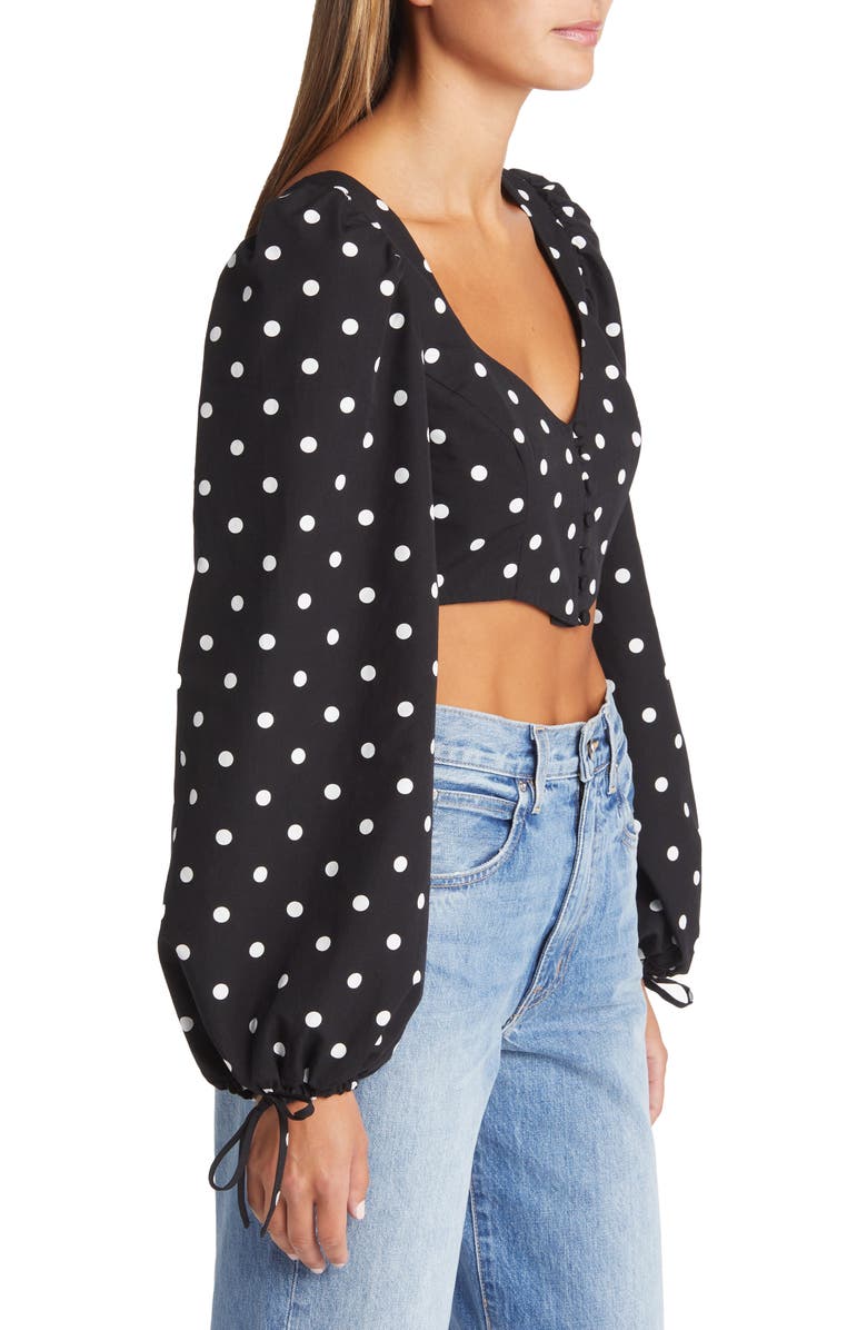 Topshop Spot Corset Crop Top, Alternate, color,