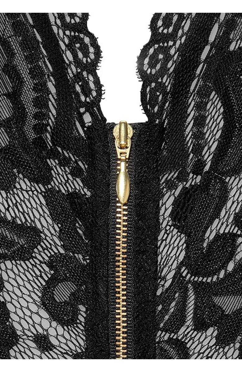 LASCANA Women's Plunge Zipper Detail Teddy, Alternate, color, Black