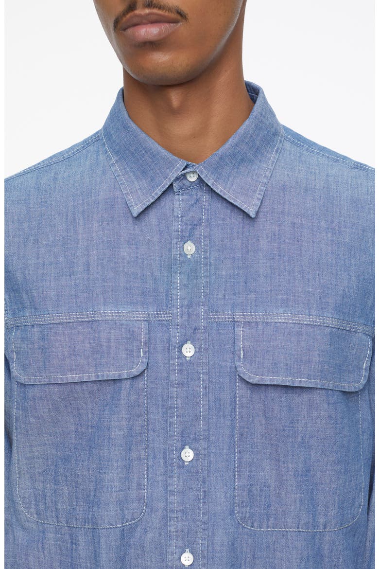 Cotton Button-Up Utility Shirt, Alternate, color, MID BLUE