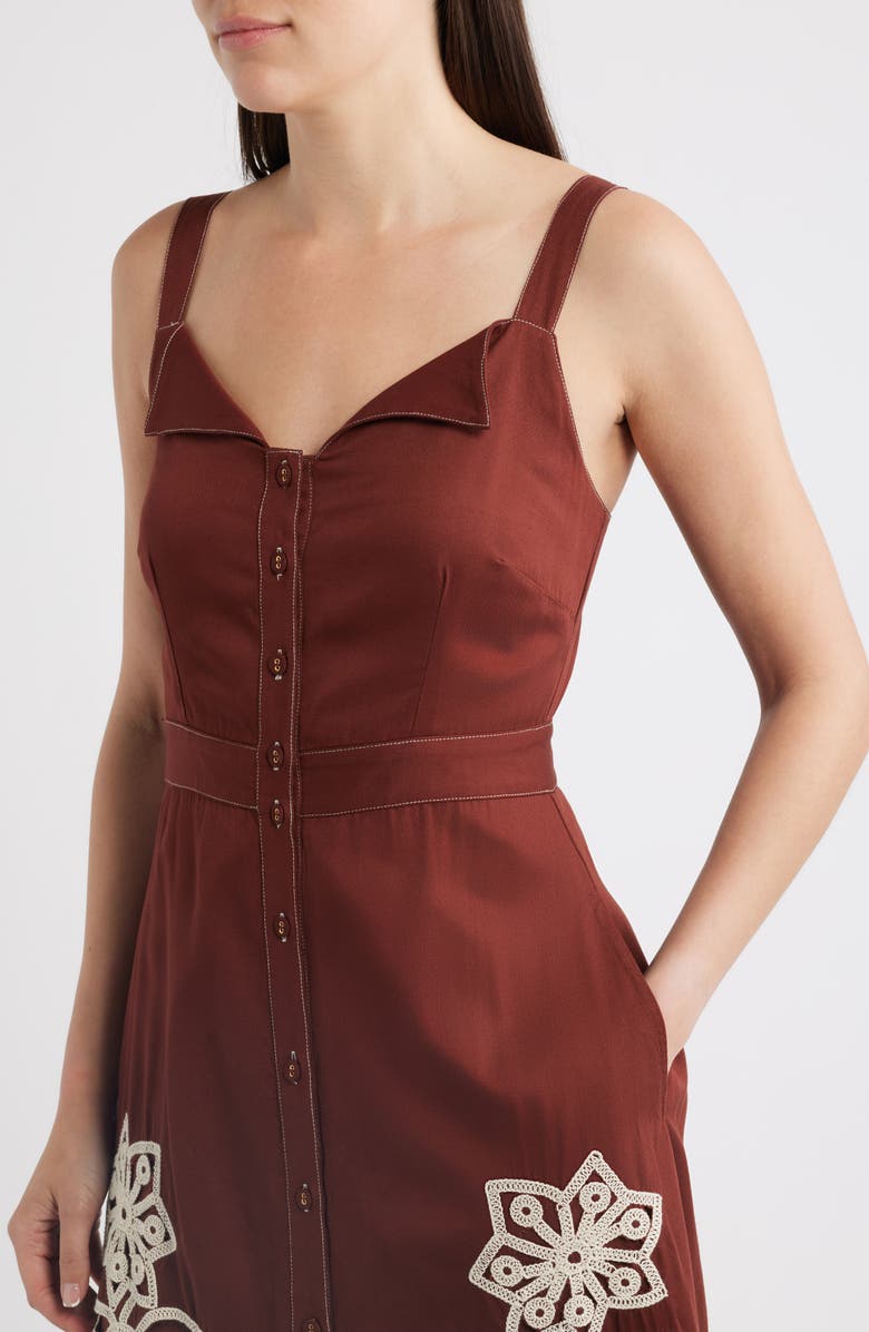 CIEBON Joy Embroidered A-Line Dress, Alternate, color, Brown