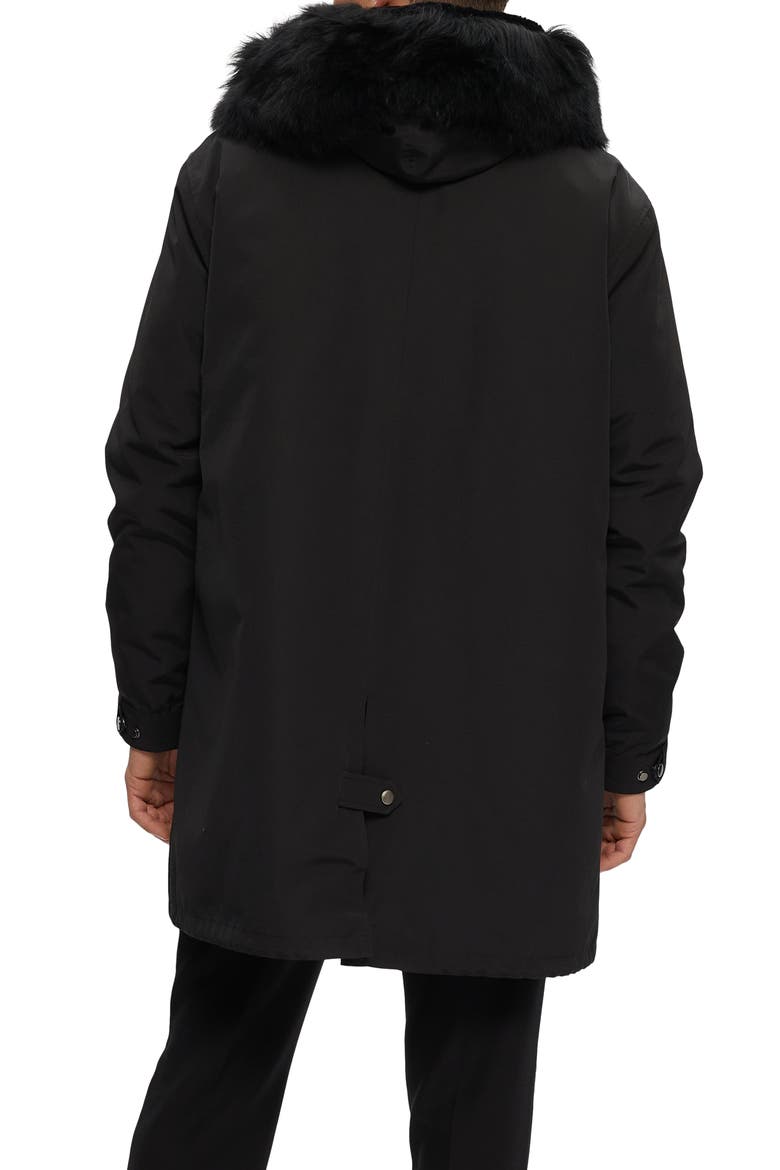 Parka With Genuine Shearling Trim, Alternate, color, BLACK/BLACK