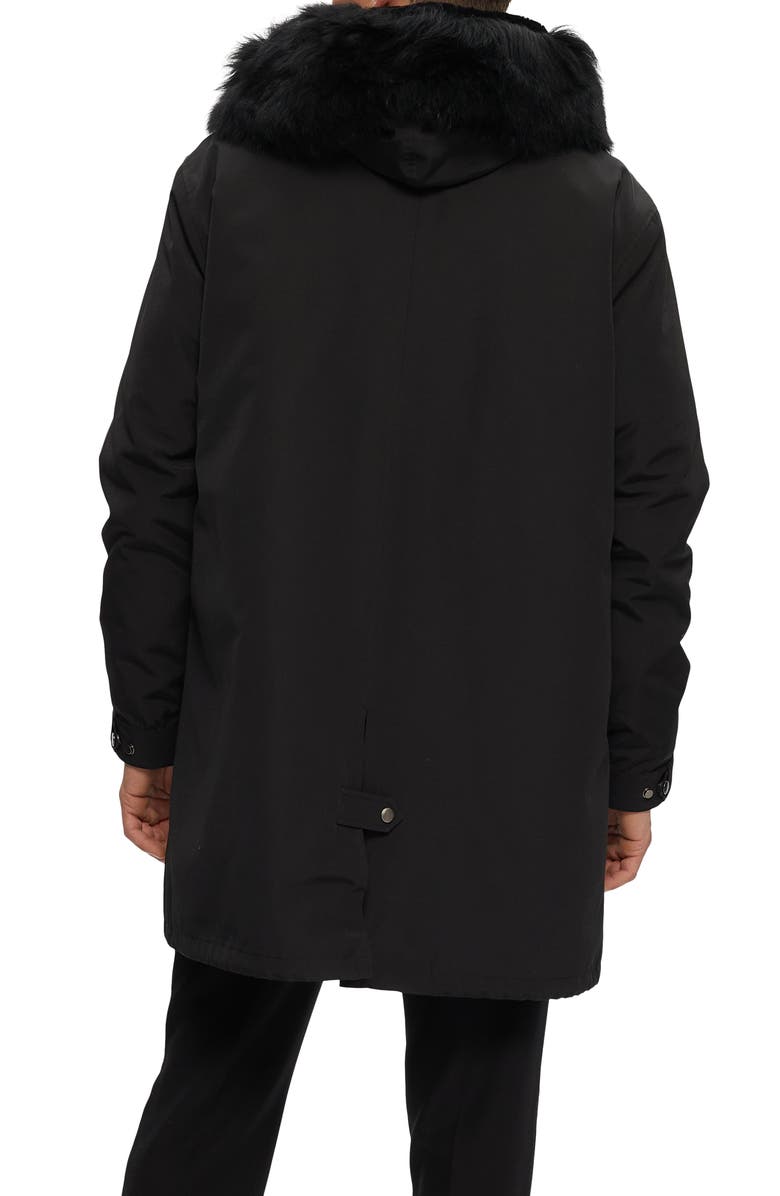 GORSKI Parka With Genuine Shearling Trim, Alternate, color, Black/Black
