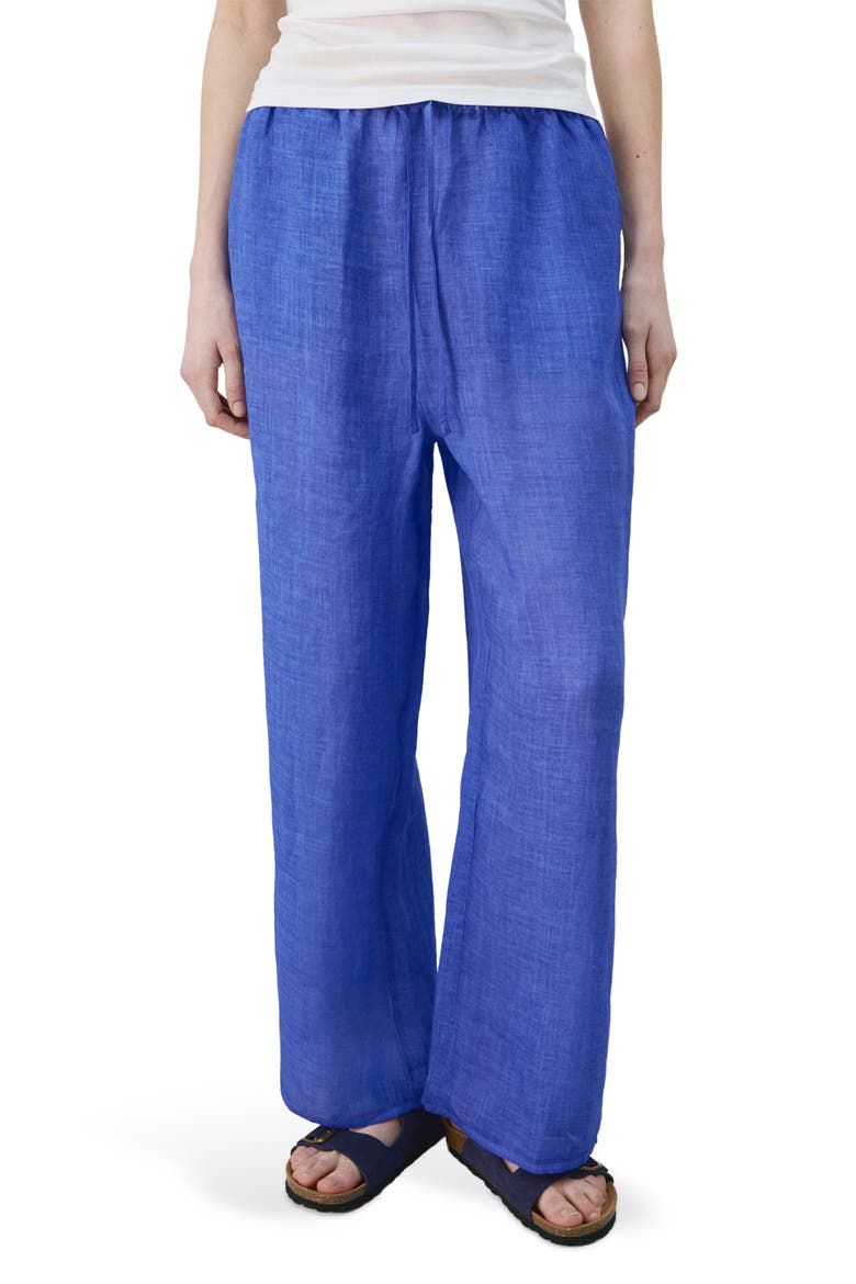 Ramie Drawstring Pants, Main, color, BLUE