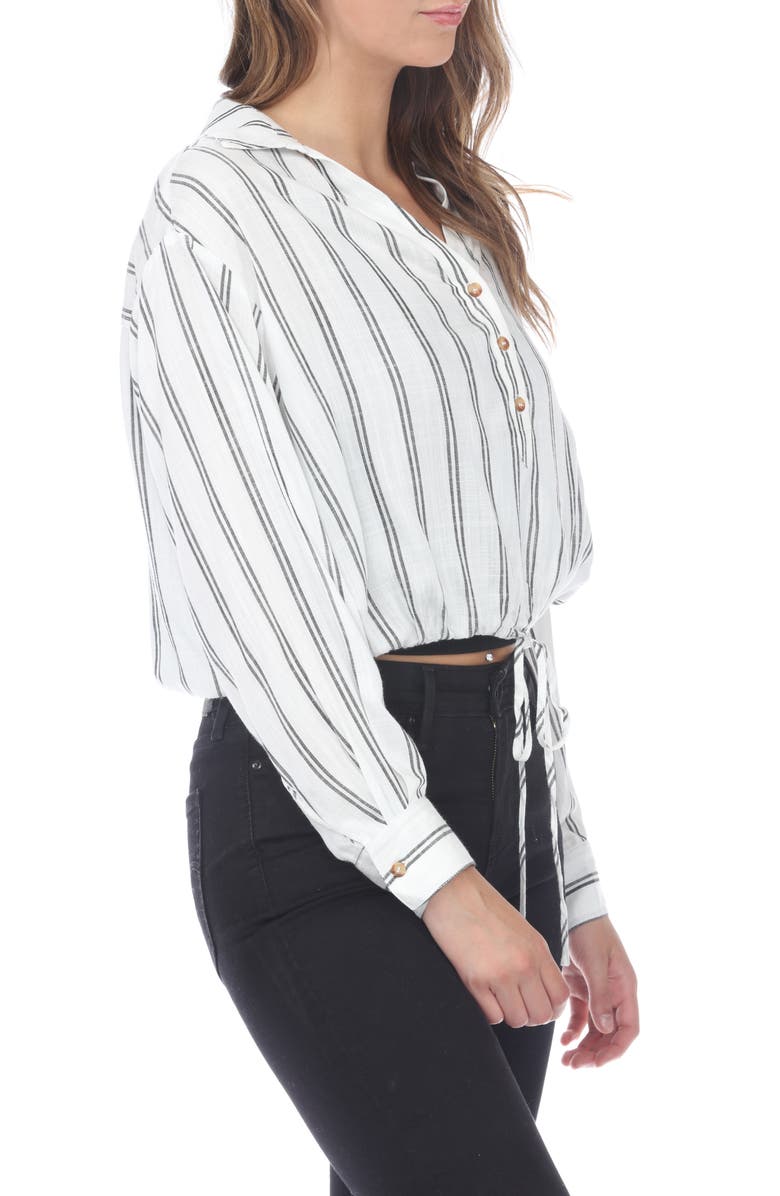 RAIN AND ROSE Stripe Drawstring Top, Alternate, color, White