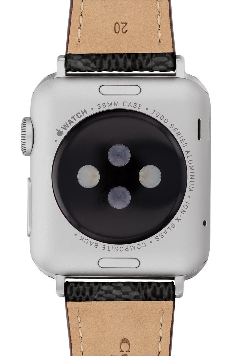 COACH 20mm Apple Watch<sup>®</sup> Watchband, Alternate, color, Black