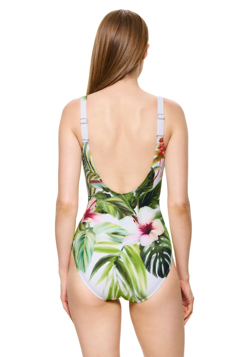 Paradise Beauty Square Neck One Piece Swimsuit, Alternate, color, Green-Multi