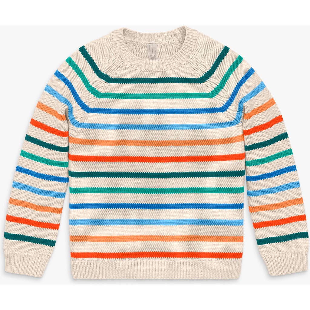 Primary Kids Crewneck Stripe Sweater In Neutral