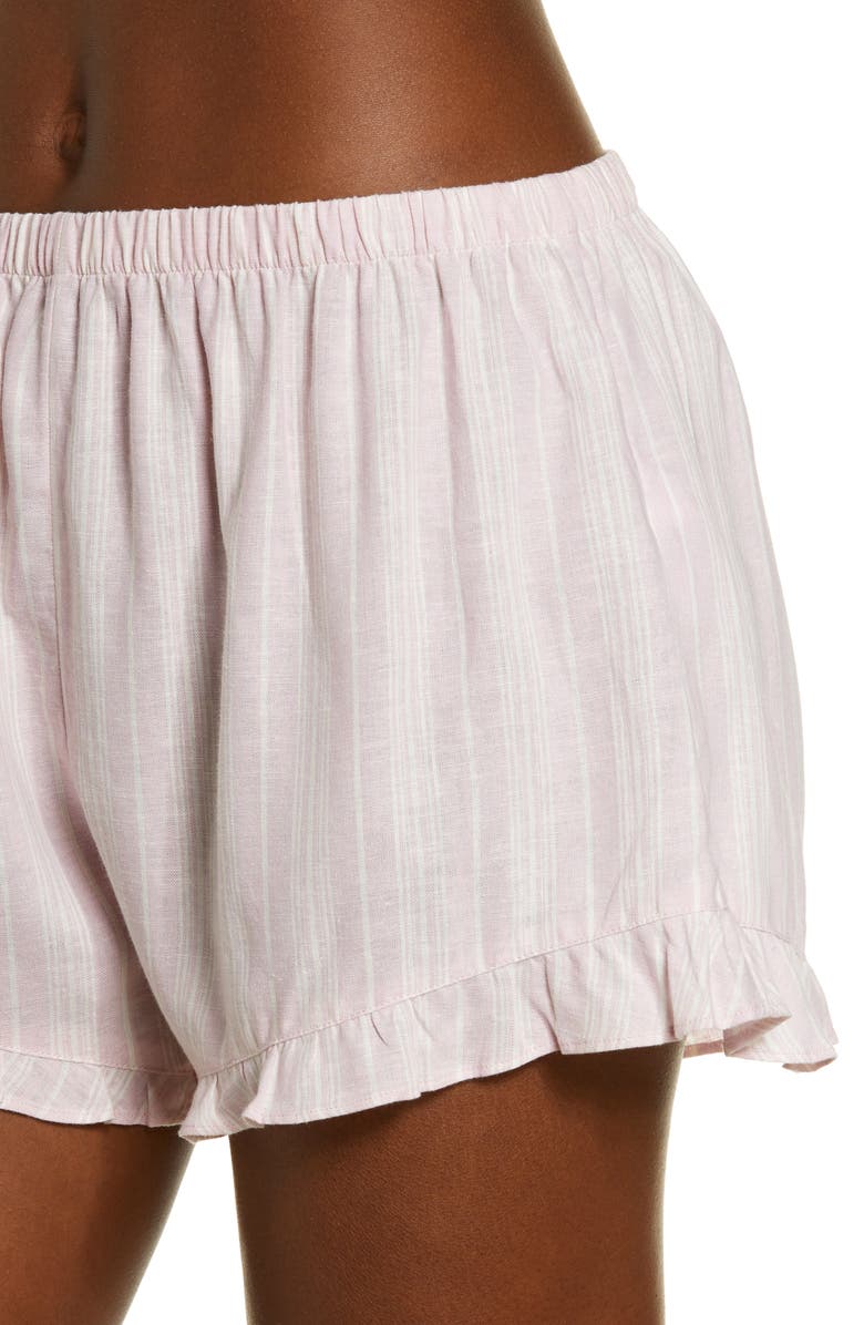 Nordstrom Romantic Stripe Linen Blend Short Pajamas, Alternate, color, Purple Fragrant Linen Stripe