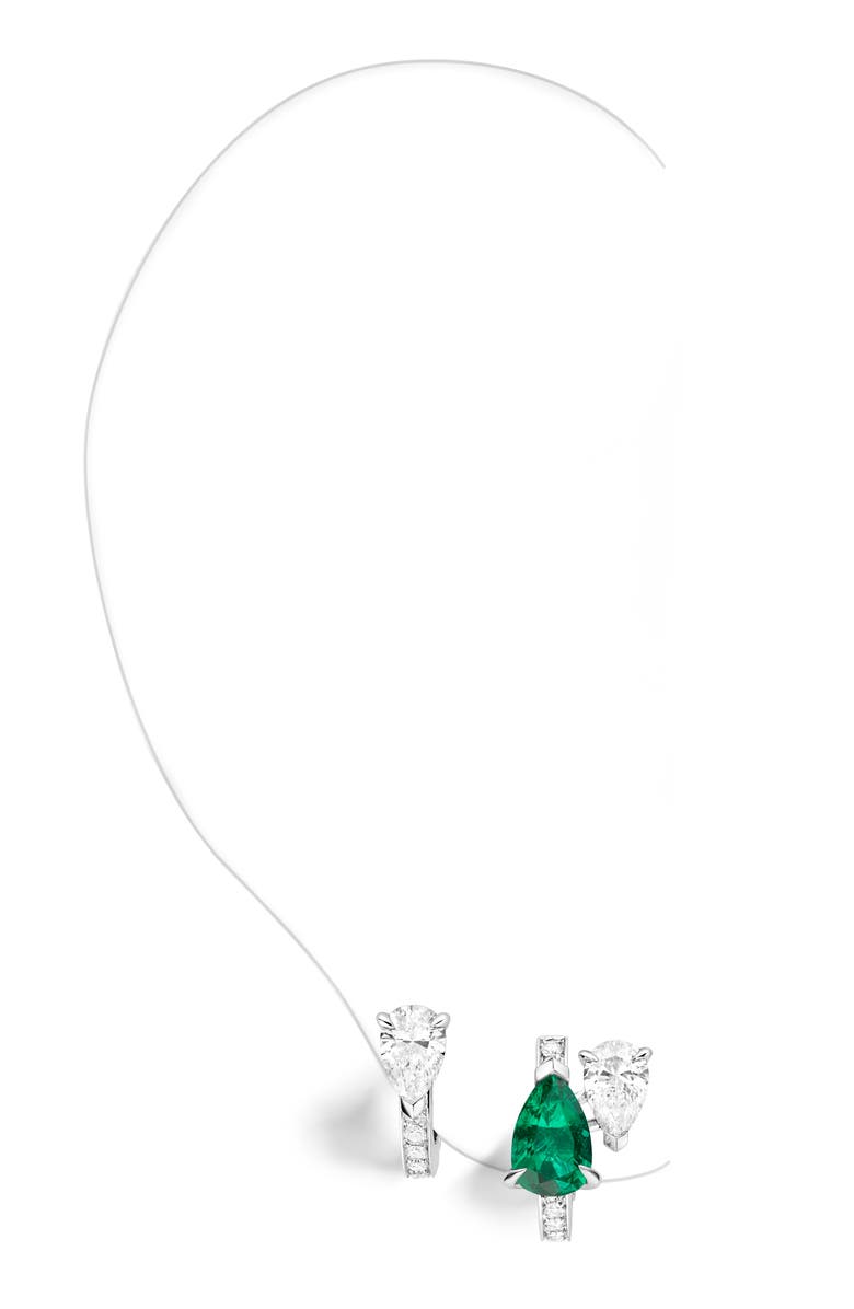 REPOSSI Serti sur Vide Pavé Diamond & Emerald Earring, Alternate, color, White Gold/ Emerald