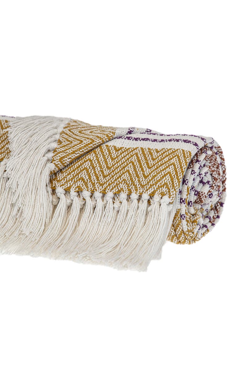 PARKLAND COLLECTION Kai Fringe Throw Blanket, Alternate, color, Mustard