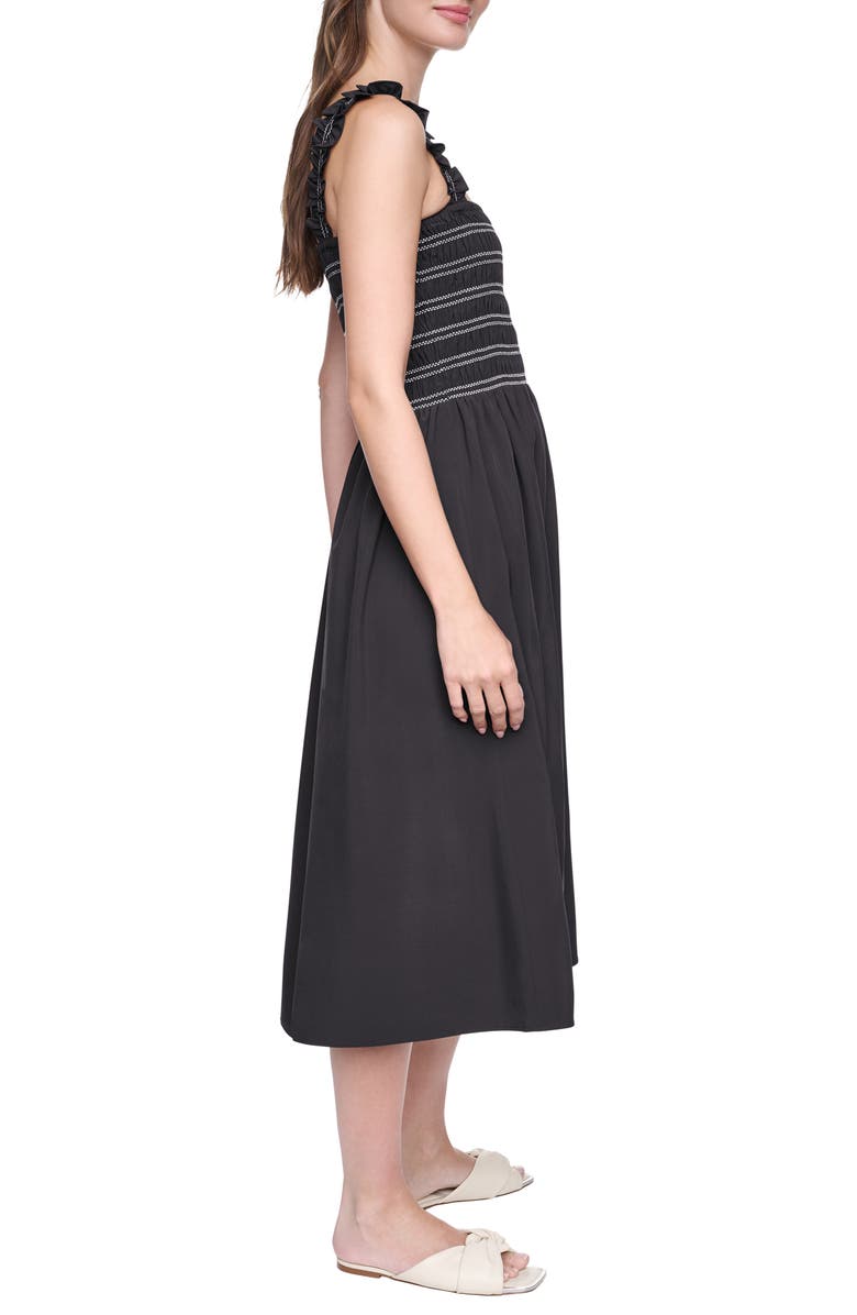 DKNY Commuter Sleeveless Swing Midi Dress, Alternate, color, Black