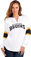 G-III 4HER BY CARL BANKS Women's G-III 4Her by Carl Banks  White Boston Bruins Goal Zone Long Sleeve Lace-Up Hoodie T-Shirt