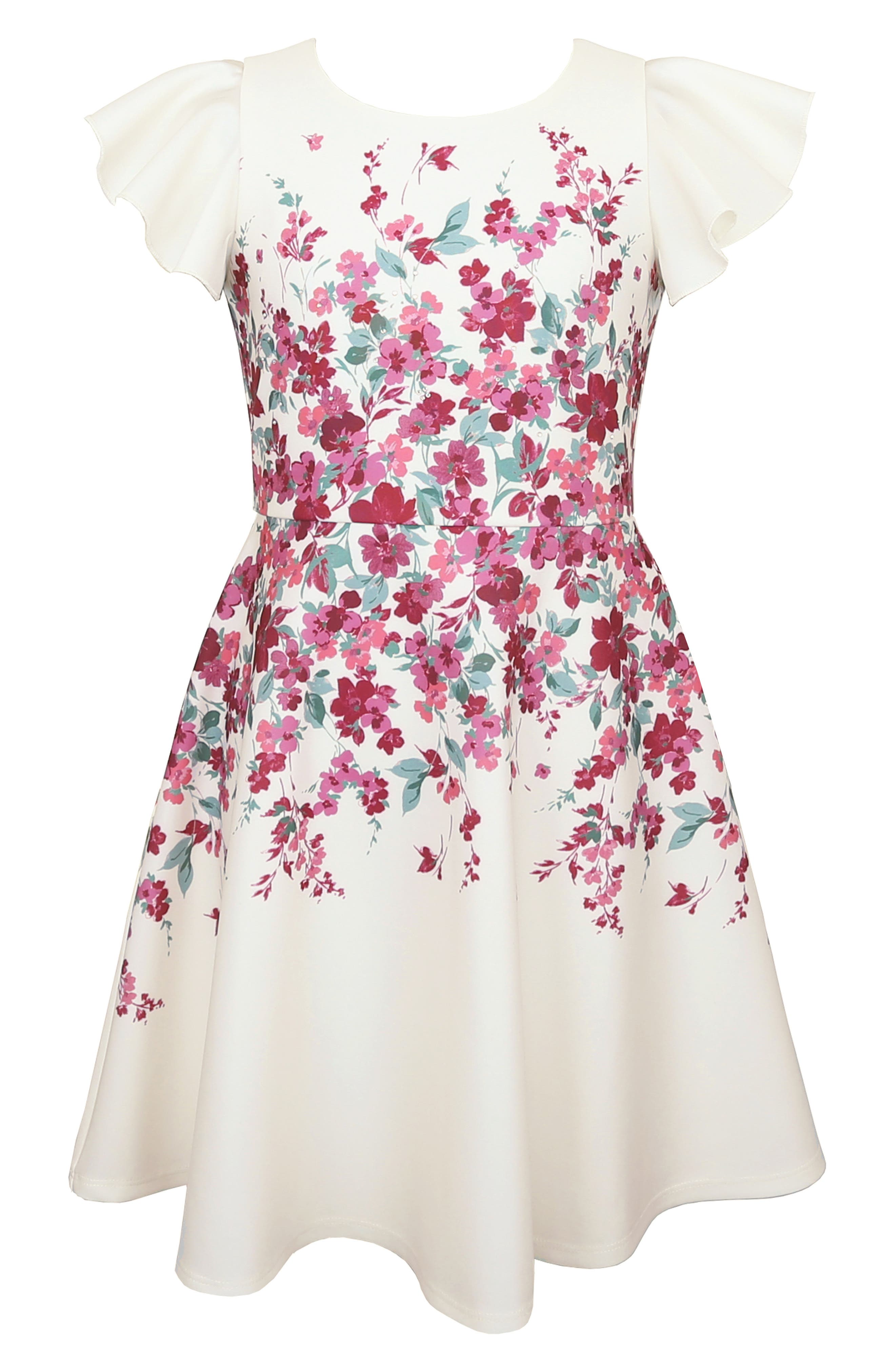 Zunie Kids' Flutter Sleeve Scuba Skater Dress